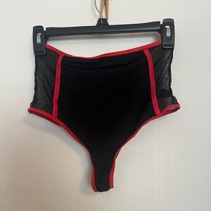IC COLLECTION Black and Red Mesh Lingerie